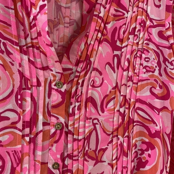 Lilly Pulitzer Sz XSm Sarasota Pintuck Tunic Dress Mango Salsa - Picture 8 of 11